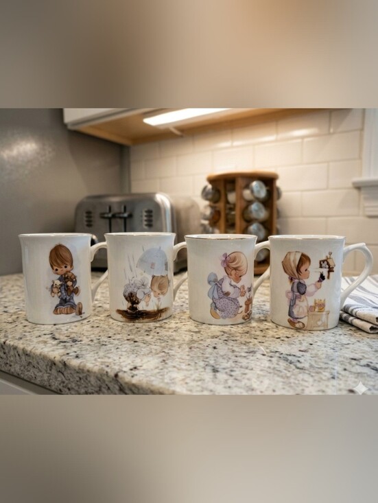 Enesco Other - 1984 ENESCO Precious MOMENTS 4 Coffee/tea MUGS BLESSED ARE SERIES VINTAGE